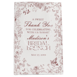 Bourgogne Floral Toile De Jouy Bruids Brunch Favor Medium Cadeauzakje