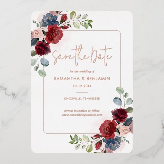 Bourgogne Floral Végétalie Carte de Remerciement R (Recto)