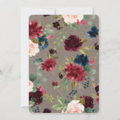 Bourgogne Floral Vintage Élégant Invitation de mar (Dos)