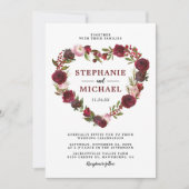  Bourgogne Floral Wedding Kaart (Voorkant)