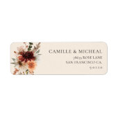 Bourgogne Floral Wedding Retouradres Etiket (Voorkant)