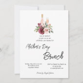 Bourgogne Floral Wine Moederdag Brunch Kaart (Voorkant)
