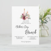 Bourgogne Floral Wine Moederdag Brunch Kaart (Staand voorkant)