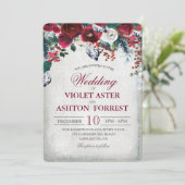 Bourgogne Floral Winter Wedding Invitation (Debout devant)