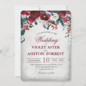 Bourgogne Floral Winter Wedding Invitation (Devant)