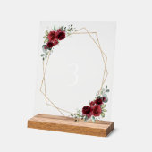 Bourgogne Flowers, Red Flowers, Boho, tabelnummers Acryl Bord (Hoek)