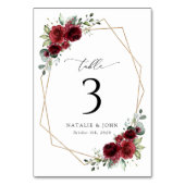 Bourgogne Flowers, Red Flowers, Boho, tabelnummers Kaart (Voorkant)