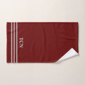 Bourgogne foncé rouge clair gris rayé Monogramme (Serviette à main)