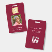 Bourgogne foto naam QR code business logo Badge (Front & Back)