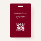 Bourgogne foto naam QR code business logo Badge (Achterkant)