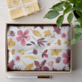 Bourgogne Gele Waterverf Wildflowers Pattern Tissuepapier (Geschenk)