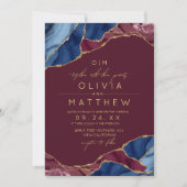 Bourgogne & Gold Agat Mariage Photo Invitation (Devant)