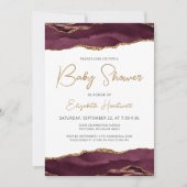 Bourgogne Gold Agate Baby shower Invitation (Devant)
