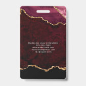 Bourgogne Gold Agate Marble Bedrijf ID Badge (Back)