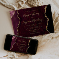 Bourgogne Gold Agate Script Wedding