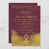Bourgogne Gold Bar Mitzvah Invitation (Devant / Derrière)