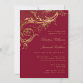Bourgogne Gold Damask Engagement Party Kaart (Voorkant)