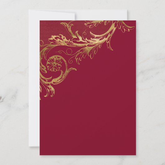 Bourgogne Gold Damask Engagement Party Kaart (Achterkant)