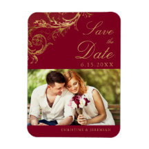 Bourgogne Gold Damask Foto Save the Date