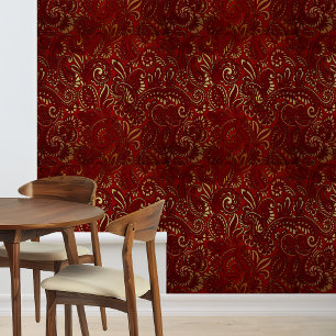Bourgogne Gold Damask Paisley Behang