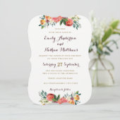 Bourgogne Gold Floral Faire-part de mariage (Debout devant)