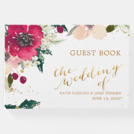 Bourgogne & Gold | Floral Herfst Rustic Wedding Gastenboek