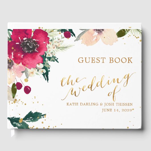 Bourgogne & Gold | Floral Herfst Rustic Wedding Gastenboek (Voorkant)