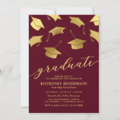 Bourgogne Gold Graduation Party Invitations (Devant)