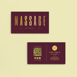 Bourgogne & Gold Massagetherapeut QR Code Logo Visitekaartje