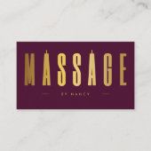 Bourgogne & Gold Massagetherapeut QR Code Logo Visitekaartje (Voorkant)