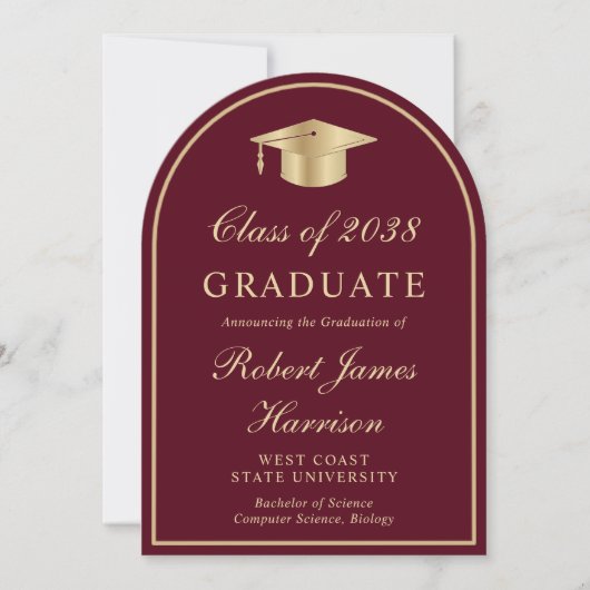 Bourgogne Gold Photo Arch Faire-part de graduation (Devant)