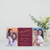 Bourgogne Gold Photo Collage Faire-part de mariage (Debout devant)