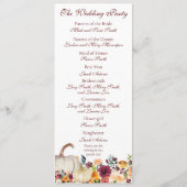 Bourgogne Gold Pumpkin Herfst herfst bruiloft Programma (Achterkant)