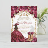 Bourgogne Gold Quinceañera Invitation (Debout devant)