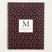 Bourgogne Gold Raindrop Moderne Monogramme tendanc (Devant)