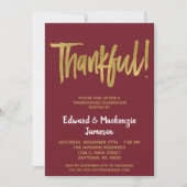 Bourgogne Gold Script Thanksgiving Invitation (Devant)
