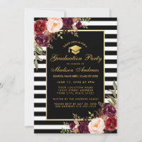 Bourgogne Gold Striped Party Invitation