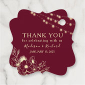 Bourgogne Gold Wedding Favoriet Dank u Label (Achterkant)