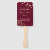Bourgogne Gold Wedding Program Fan Handwaaier (Voorkant)