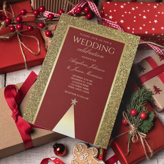 Bourgogne Gold Winter Wedding Invitation