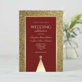 Bourgogne Gold Winter Wedding Invitation (Debout devant)