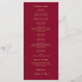 Bourgogne Golden Beige Wedding Programme (Dos)