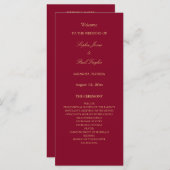 Bourgogne Golden Beige Wedding Programme (Devant / Derrière)