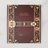Bourgogne Golden Flowers Place Card (Buitenkant ongevouwen)