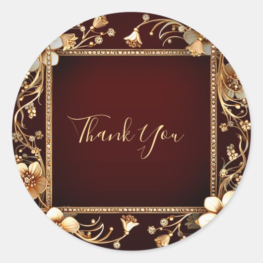 Bourgogne Golden Flowers Sticker (Voorkant)