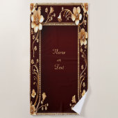 Bourgogne Golden Flowers Strandlaken (Voorkant)