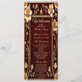 Bourgogne Golden Flowers Wedding Programme (Devant)