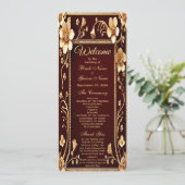 Bourgogne Golden Flowers Wedding Programme (Debout devant)