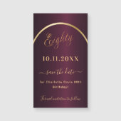 Bourgogne goud 80e verjaardag Save the Date magnee (Voorkant)