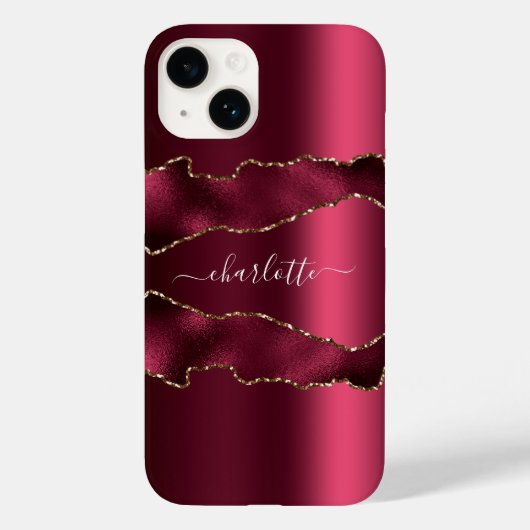 Bourgogne goud agaat marmer naam script Case-Mate iPhone case (Achterkant)